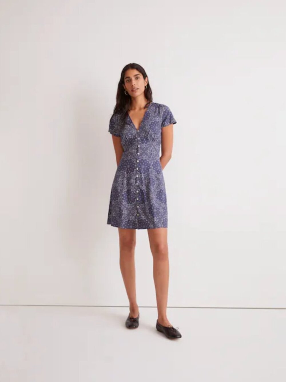 Madewell Shirred Button-Front Mini Dress